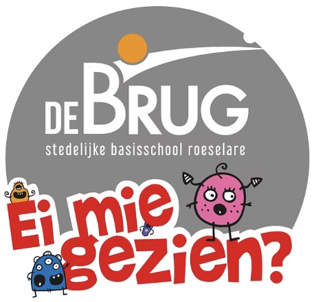 Sticker Ei mie gezien? met De Brug-logo en monstertjes